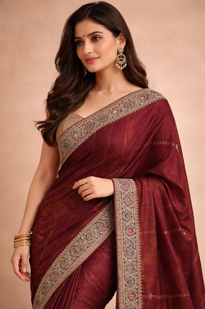 Urwashi Maroon Linen Silk 4.webp