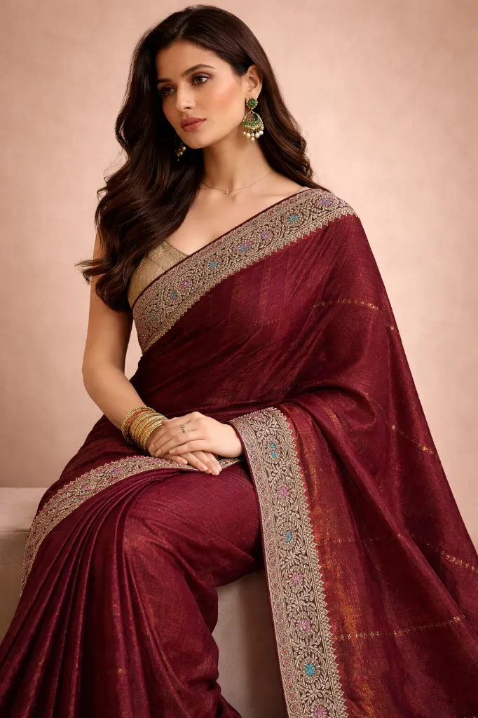 Urwashi Maroon Linen Silk 3.webp