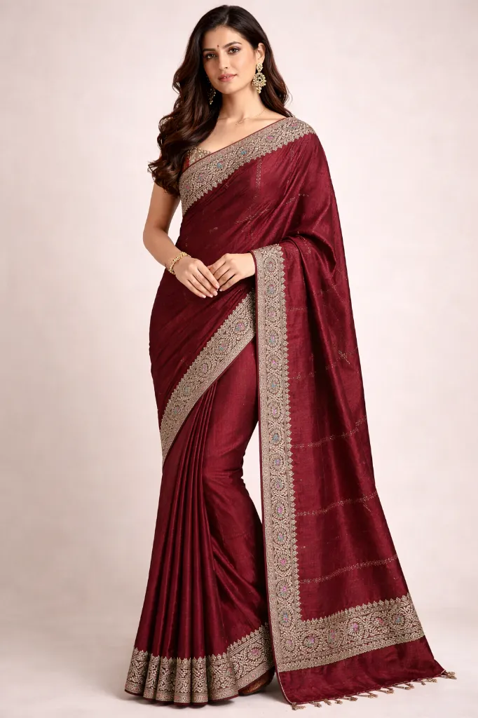 Urwashi Maroon Linen Silk 1.webp