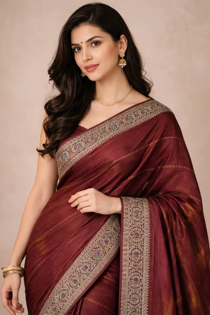 Urwashi Maroon Linen Silk 5.webp