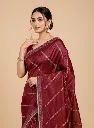 Maroon Embellished Saree with Elegant Border 4.webp