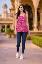 Pink Printed Short Sleeveless Waist-Length Kurti with Tie-Up Shoulder Straps 10.webp