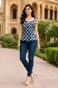 Blue & White Sleeveless Printed Short Kurti with Tie-Up Straps 7.webp