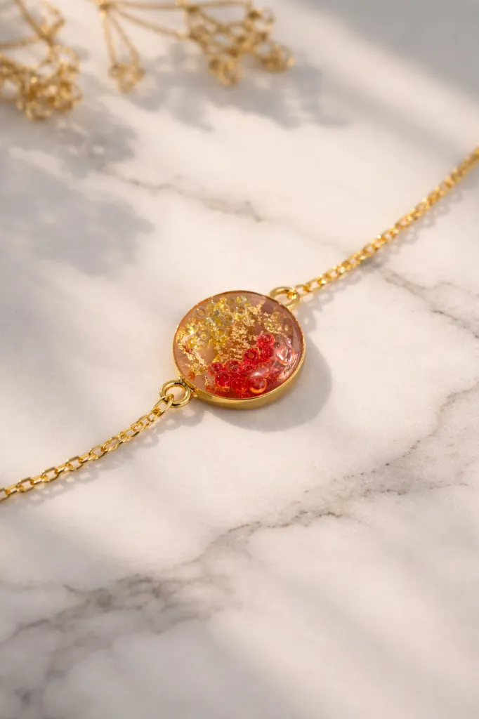 Red & Golden Resin Bracelet 3.webp