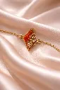 Quadrilateral Red & Golden Resin Bracelet 4.webp