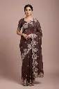 Berry Wine Jimmy Choo Style Saree with Elegant White Embroidery 1.webp