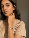 Handcrafted Resin Bracelet with Golden Chain - Hexagonal Shaped 1.webp