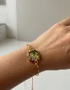 Handcrafted Resin Bracelet with Golden Chain - Hexagonal Shaped 10.webp