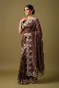 Berry Wine Jimmy Choo Style Saree with Elegant White Embroidery 2.webp