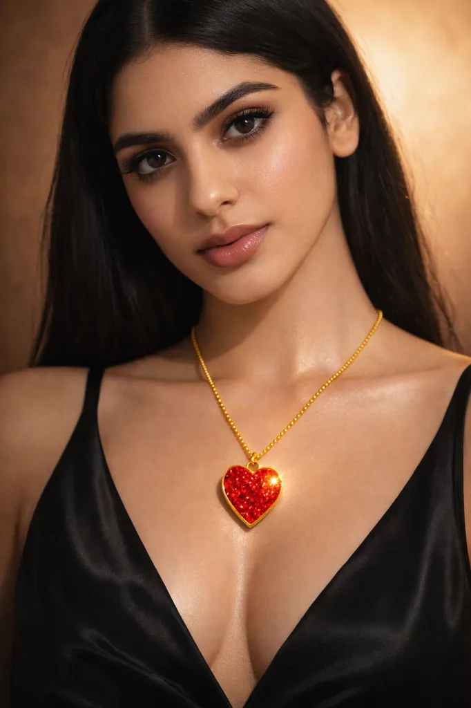 Crimson Spark Heart Resin Pendant Necklace 9.webp