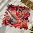 Floral Satin Silk Feel Square Scarf with Lace Border 2.webp