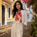 Floral Satin Silk Feel Square Scarf with Lace Border 10.webp