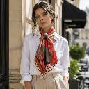 Floral Satin Silk Feel Square Scarf with Lace Border 6.webp