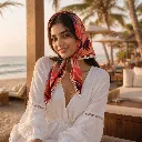 Floral Satin Silk Feel Square Scarf with Lace Border 11.webp