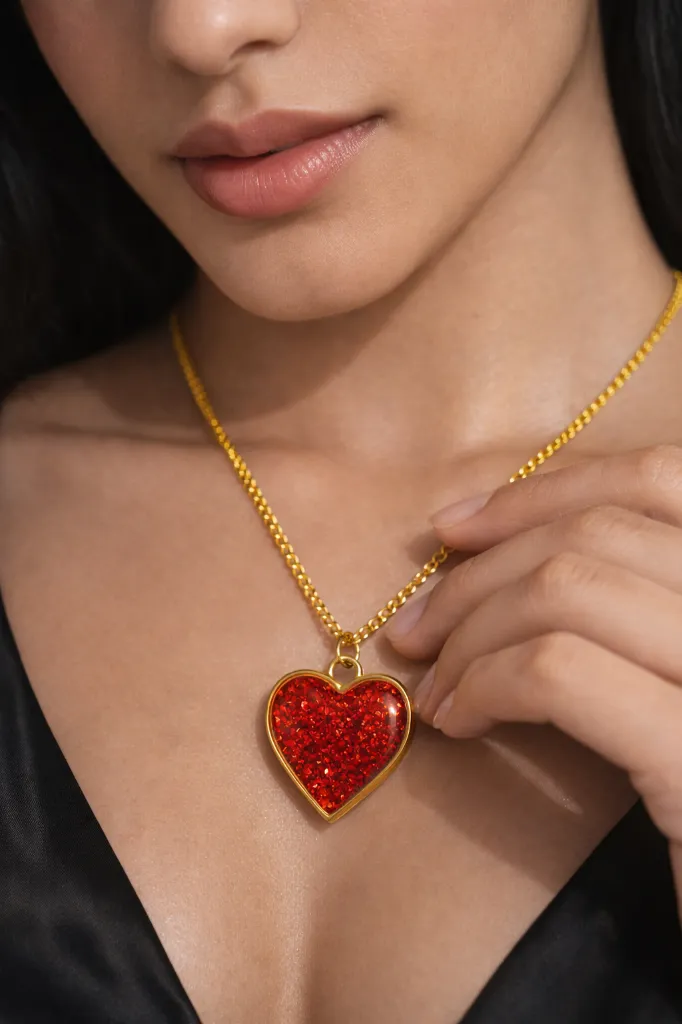 Crimson Spark Heart Resin Pendant Necklace 11.webp