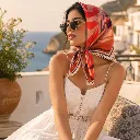 Floral Satin Silk Feel Square Scarf with Lace Border 8.webp