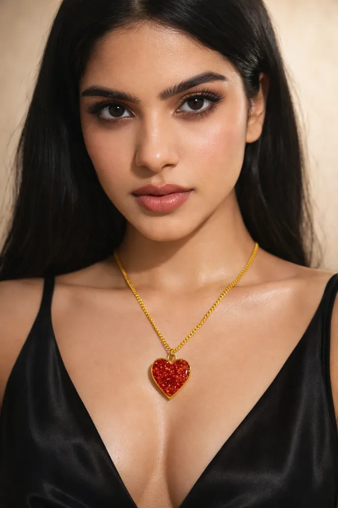 Crimson Spark Heart Resin Pendant Necklace 13.webp