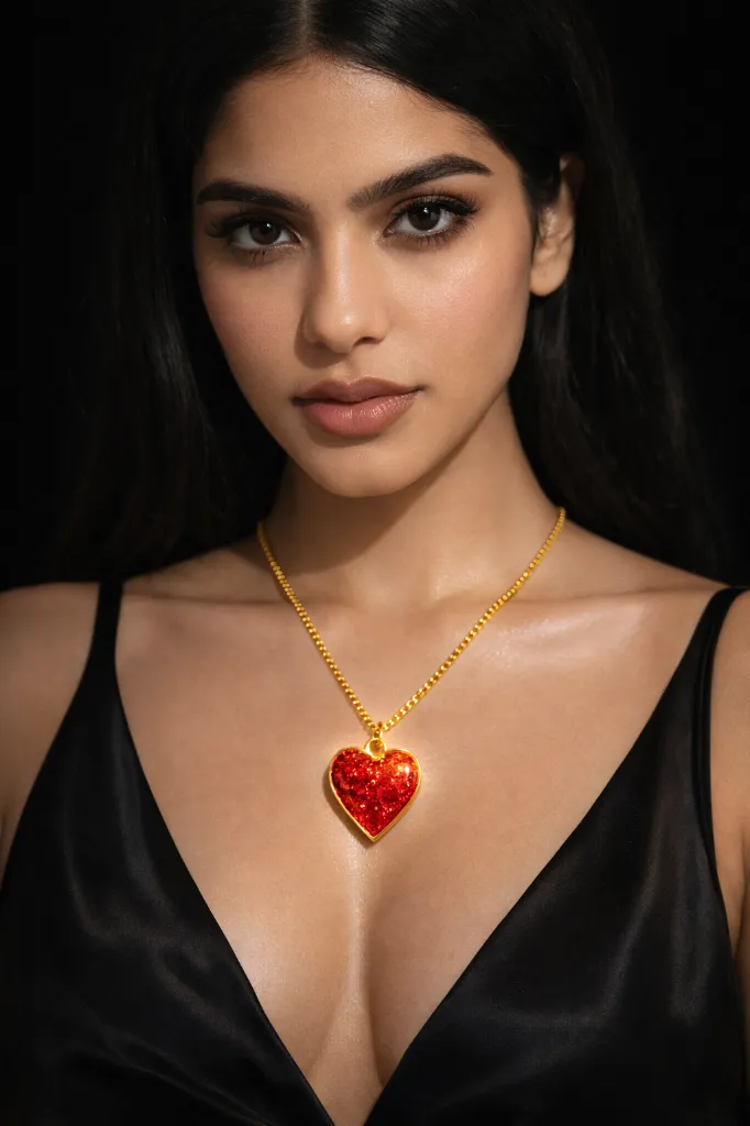 Crimson Spark Heart Resin Pendant Necklace 10.webp