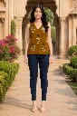 Mustard Cotton Sleeveless Short Kurti 10.webp