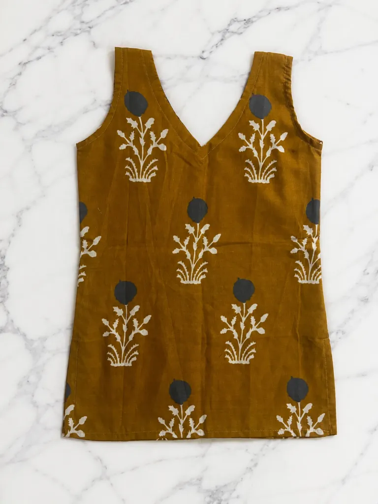 Mustard Cotton Sleeveless Short Kurti 5.webp