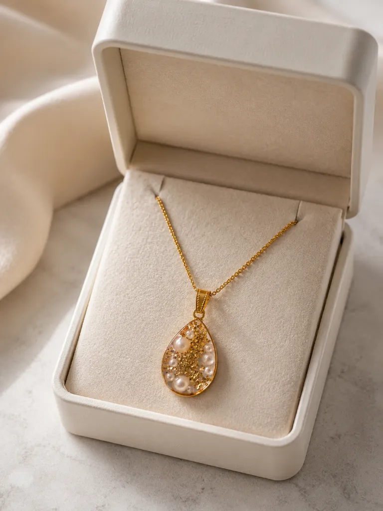 Resin Pearl Teardrop Pendant Necklace 1.webp