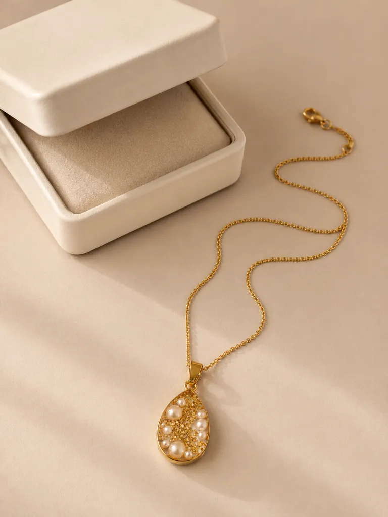Resin Pearl Teardrop Pendant Necklace 2.webp