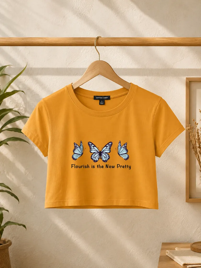 Blue Butterfly Crop Top - Golden Yellow 3.webp