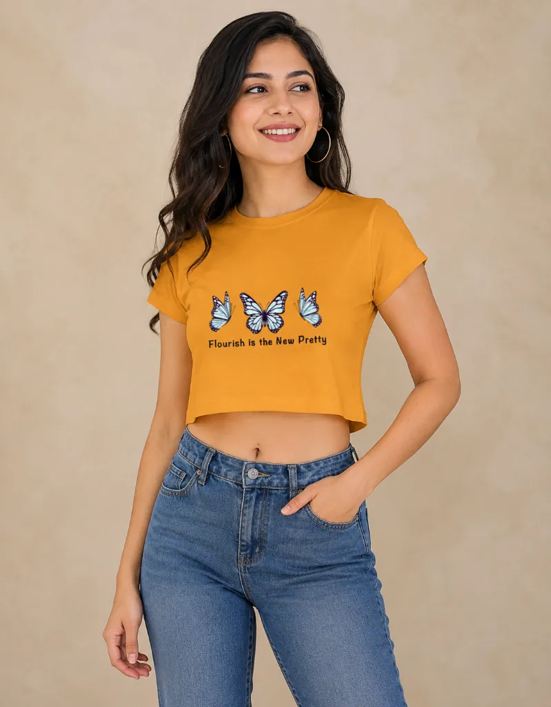 Blue Butterfly Crop Top - Golden Yellow 4.webp