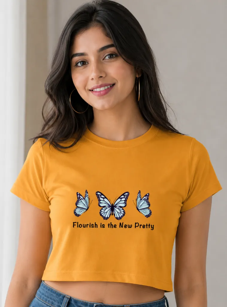 Blue Butterfly Crop Top - Golden Yellow 2.webp