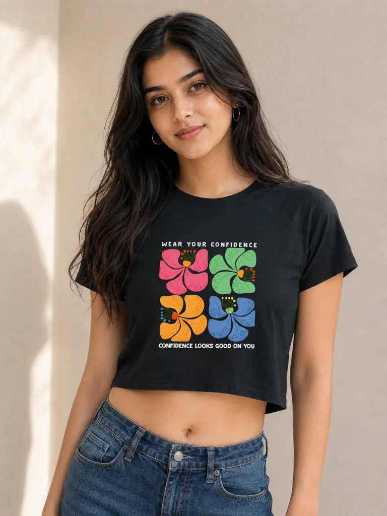 WEAR YOUR CONFIDENCE - CONFIDENCE LOOKS GOOD ON YOU Crop Top - Black 3.webp
