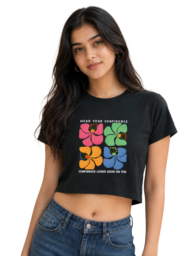 WEAR YOUR CONFIDENCE - CONFIDENCE LOOKS GOOD ON YOU Crop Top - Black 1.webp