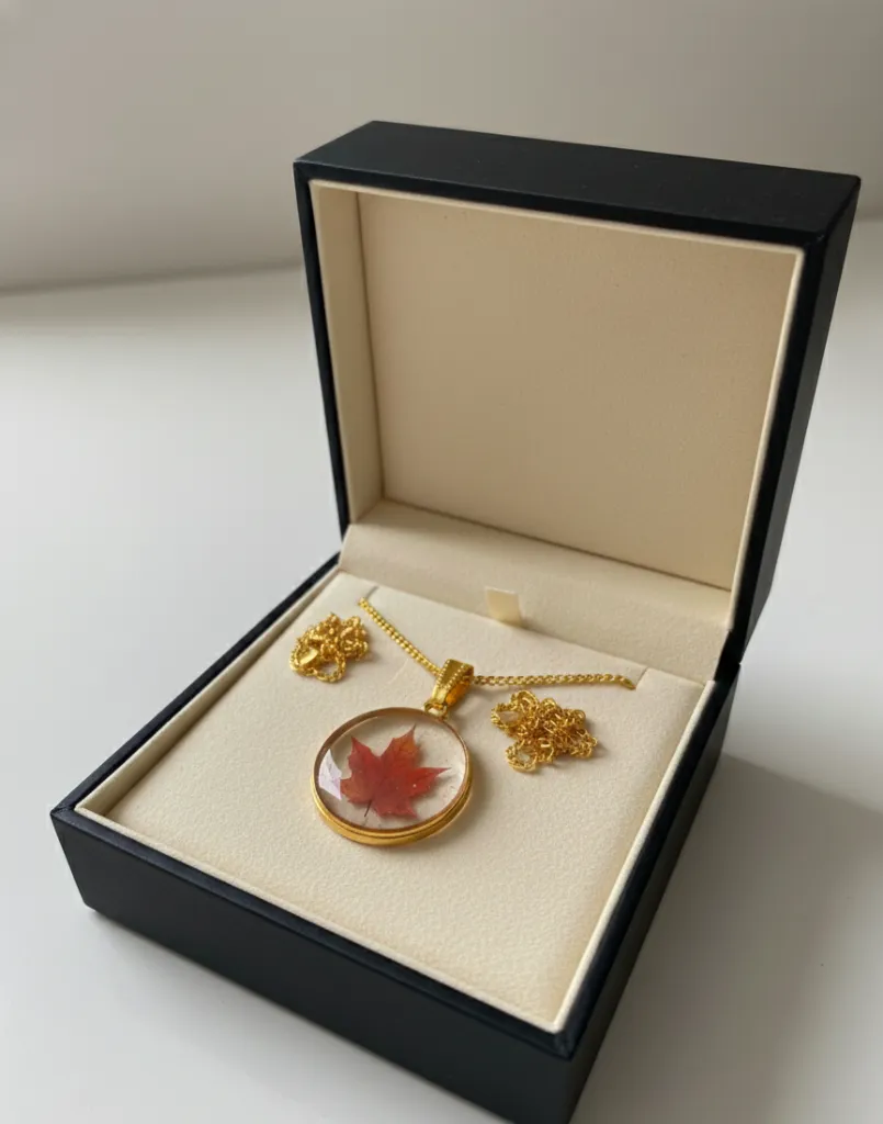 Maple Leaf Resin Pendant with Chain 11.webp