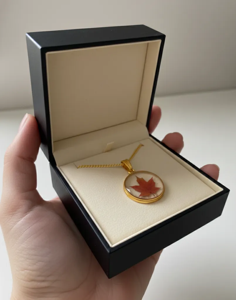 Maple Leaf Resin Pendant with Chain 12.webp