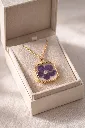 Purple Flower Hexagonal Pendant Necklace 6.webp