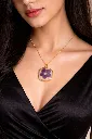 Purple Flower Hexagonal Pendant Necklace 10.webp