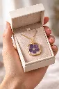 Purple Flower Hexagonal Pendant Necklace 8.webp