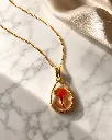 Orange Floral Teardrop Resin Pendant Necklace 4.webp