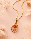Orange Floral Teardrop Resin Pendant Necklace 6.webp
