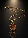Orange Floral Teardrop Resin Pendant Necklace 5.webp