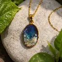 Ocean-Inspired Blue Resin Pendant with Seashell & Pearl 3.webp