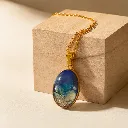 Ocean-Inspired Blue Resin Pendant with Seashell & Pearl 8.webp