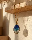 Ocean-Inspired Blue Resin Pendant with Seashell & Pearl 6.webp