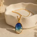 Ocean-Inspired Blue Resin Pendant with Seashell & Pearl 7.webp