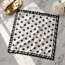 Black & White Polka Dot Square Scarf with Lace Border 2.webp