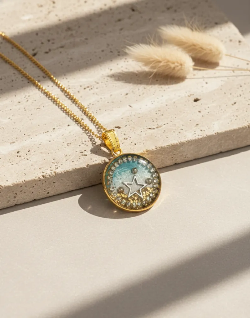 Sea Theme - Round Resin Pendant with Chain 13.webp