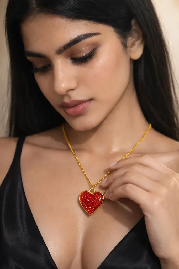 Handmade Heart-Shaped Resin Pendant Necklace