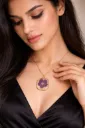 Purple Flower Hexagon Necklace