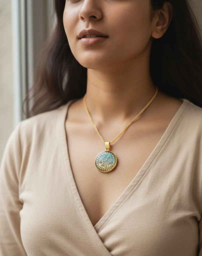 Sea Theme Round Resin Necklace