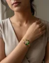 Handcrafted Resin Bracelet with Golden Chain - Hexagonal Shaped